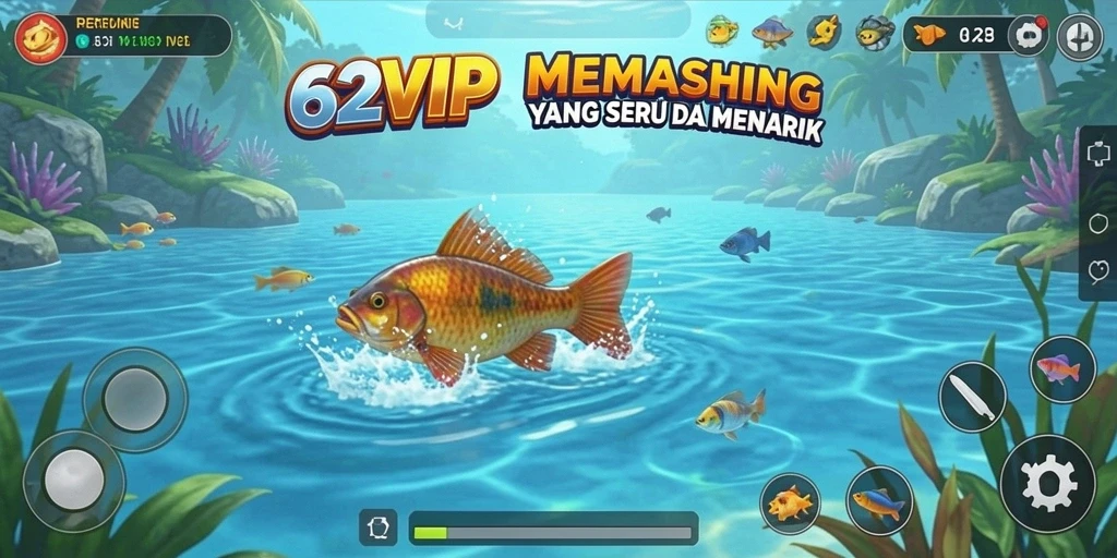 Tampilan gameplay seru dari 62VIP yang menampilkan aksi memancing.