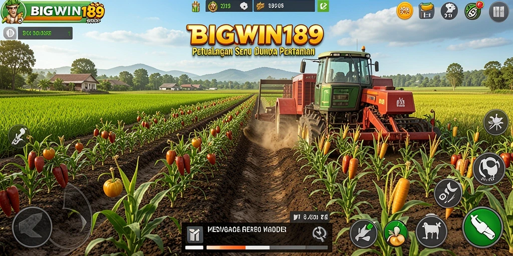 Screenshot utama BIGWIN189 menampilkan visual indah dunia pertanian.