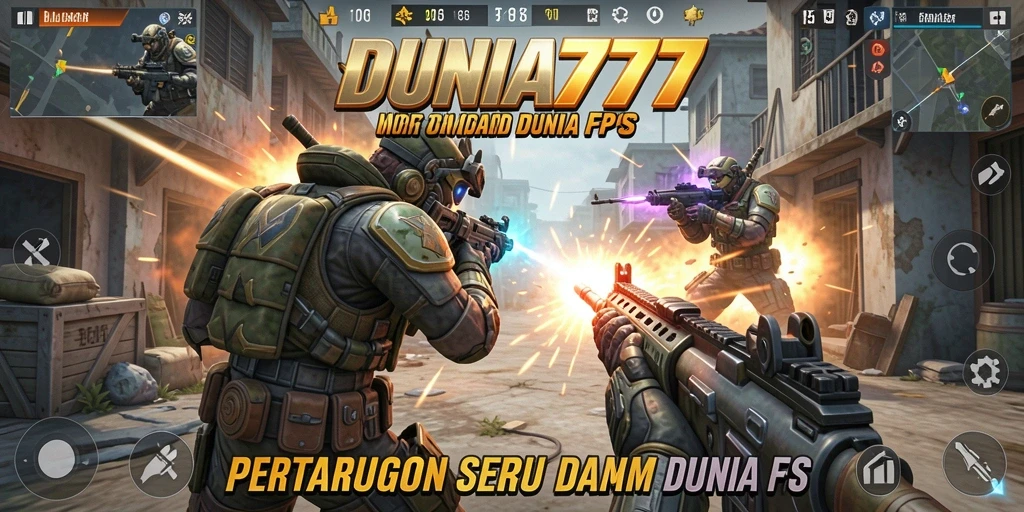 Tampilan permainan FPS dengan aksi menegangkan di DUNIA777.