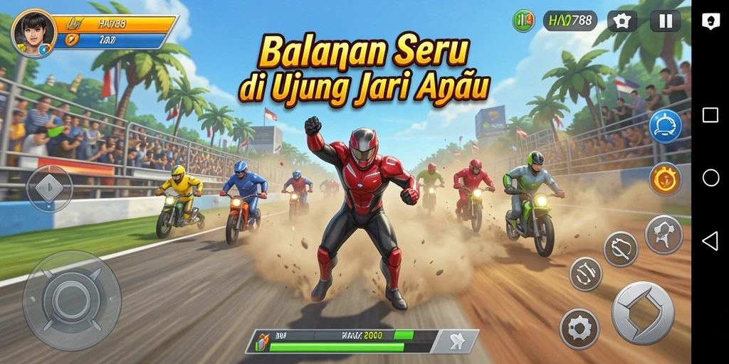 Tampilan gameplay balapan HAO788 yang seru dan mendebarkan.
