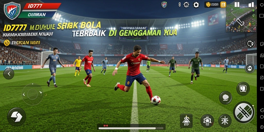 Tangkapan layar gameplay ID777 saat pertandingan sepak bola.