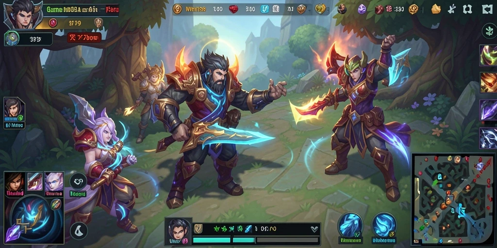 Screenshot gameplay MOBA yang menampilkan aksi pertempuran menarik.